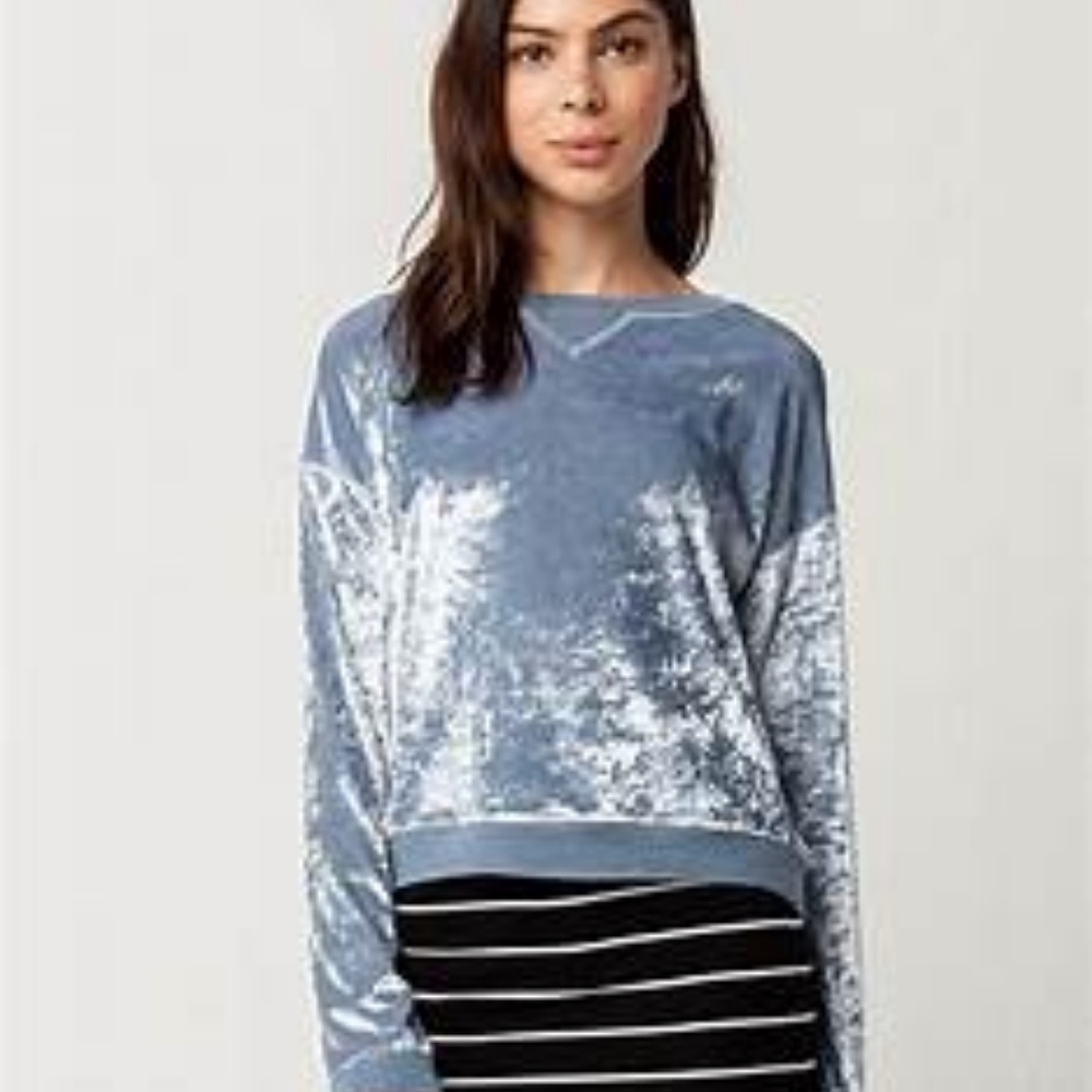 SOLD Velvet Blue Sweater - Picture 1 of 4